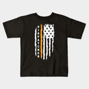 Thin Gold Line Flag Dispatcher Gift for 911 First Responder Police and Sheriff Dispatch Kids T-Shirt